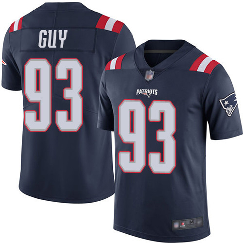 New England Patriots Football #93 Rush Vapor Limited Navy Blue Men Lawrence Guy NFL Jersey